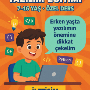 Çocuklar İçin Yazılım Özel Dersi(10 Ders Al 45’şer Dakika, Online,İstanbul İçi Yüz Yüze)
